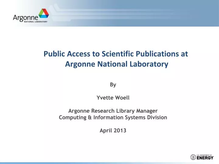 public access to scientific publications at argonne national laboratory