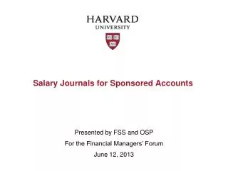 Salary Journals for Sponsored Accounts