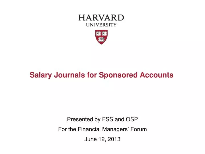 salary journals for sponsored accounts