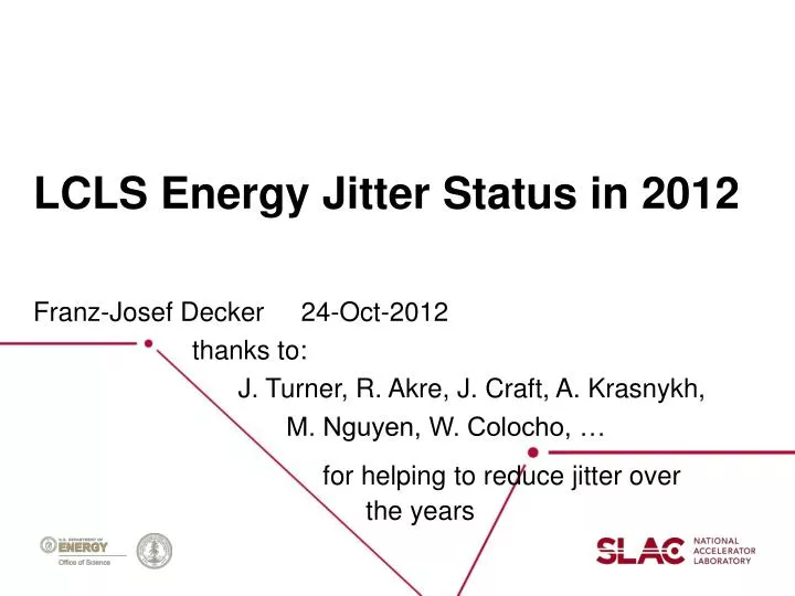 lcls energy jitter status in 2012