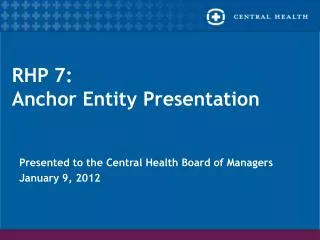 RHP 7: Anchor Entity Presentation