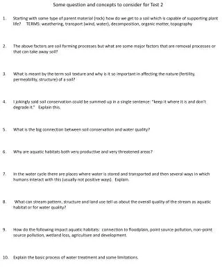 some question and concepts to consider for test 2