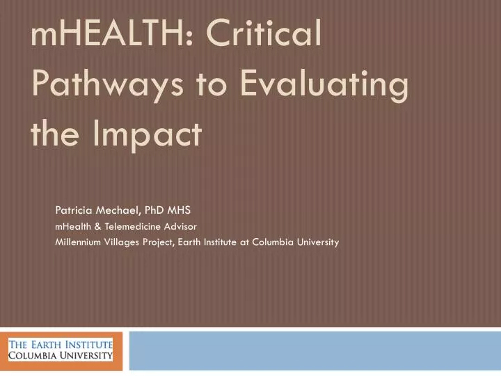 mhealth critical pathways to evaluating the impact