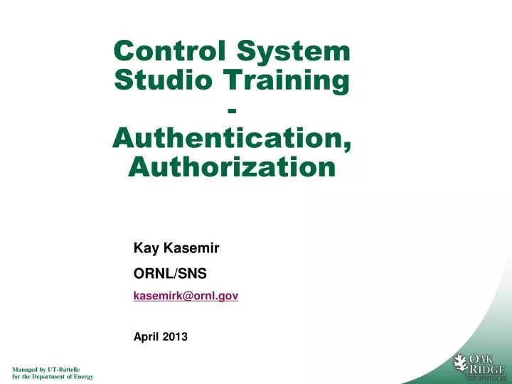 control system studio training authentication authorization