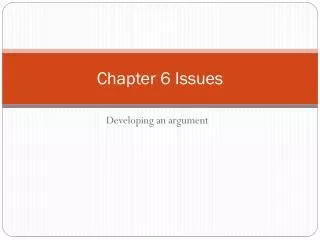 Chapter 6 Issues