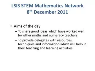 LSIS STEM Mathematics Network 8 th December 2011