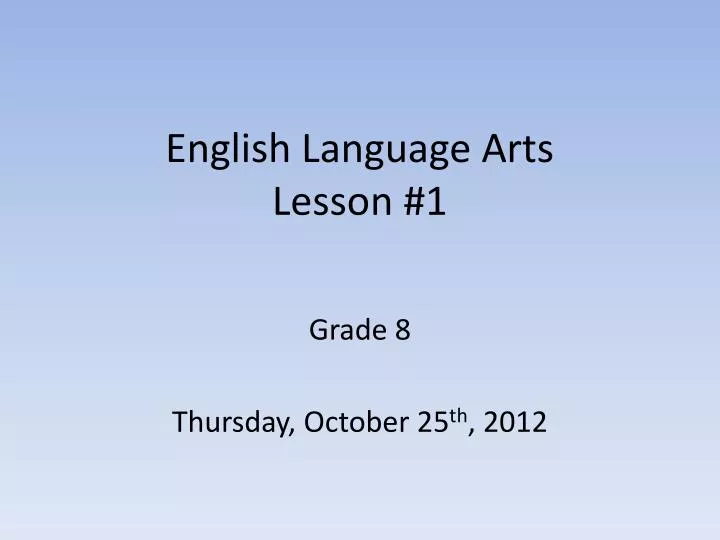 english language arts lesson 1