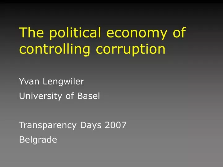 the political economy of controlling corruption