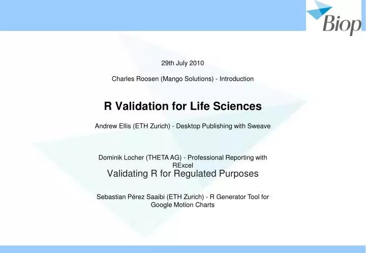 r validation for life sciences