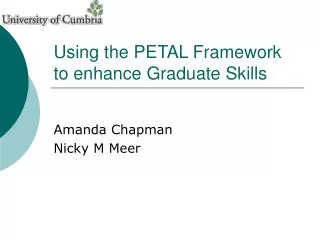 Using the PETAL Framework to enhance Graduate Skills