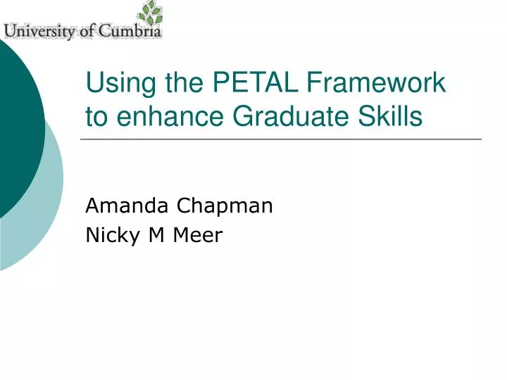 using the petal framework to enhance graduate skills