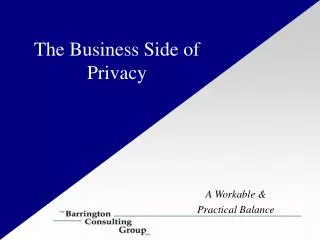 The Business Side of Privacy