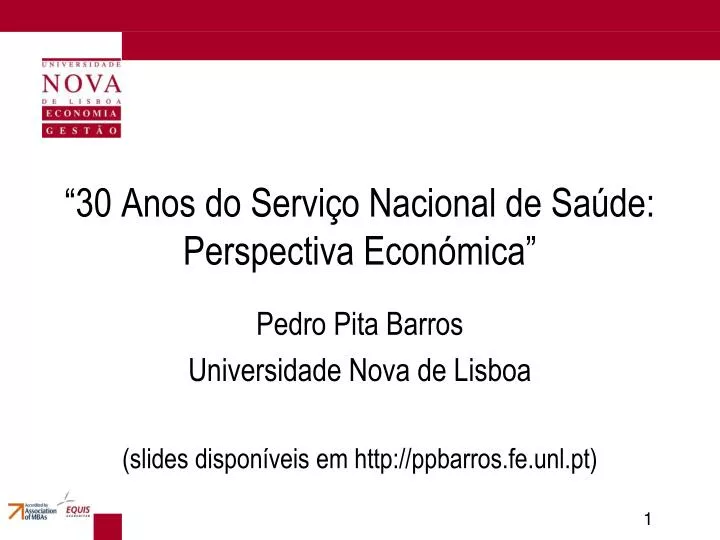 30 anos do servi o nacional de sa de perspectiva econ mica