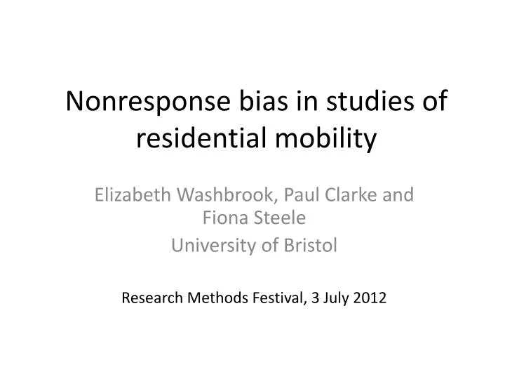 nonresponse bias in studies of residential mobility