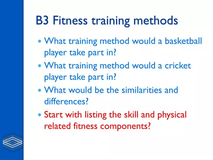 b3 fitness training methods