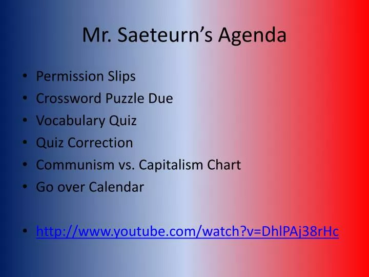 mr saeteurn s agenda