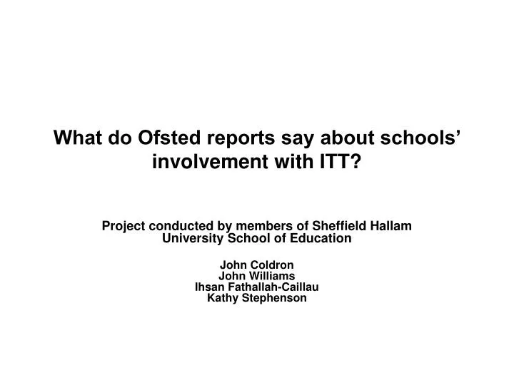 what do ofsted reports say about schools involvement with itt