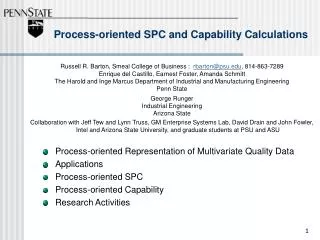 Process-oriented SPC and Capability Calculations