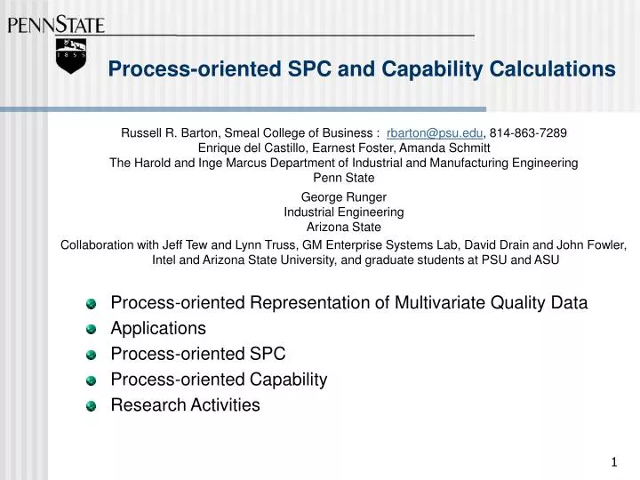 process oriented spc and capability calculations