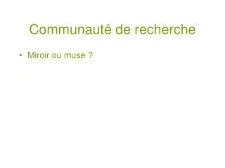 communaut de recherche