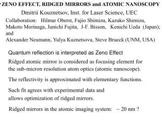 ZENO EFFECT, RIDGED MIRRORS and ATOMIC NANOSCOPY