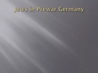 Jews in Prewar Germany
