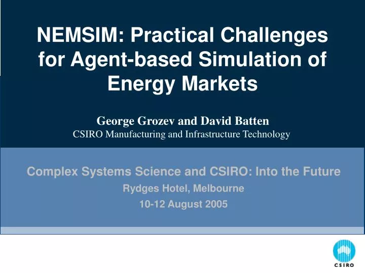 nemsim practical challenges for agent based simulation of energy markets
