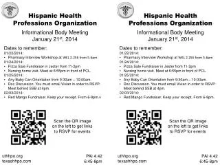 Hispanic Health Professions Organization Informational Body Meeting January 21 st , 2014