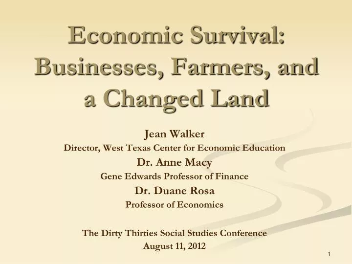 economic survival businesses farmers and a changed land