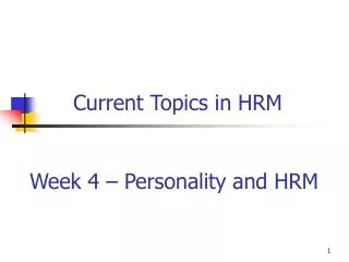 Current Topics in HRM