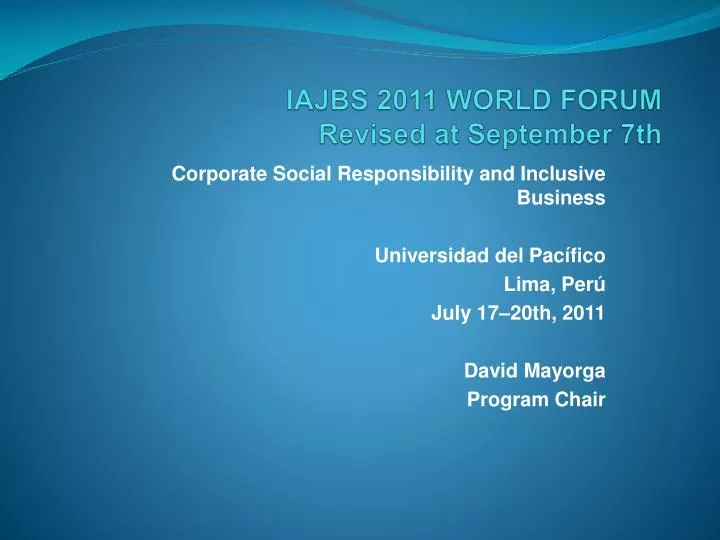 iajbs 2011 world forum revised at september 7th