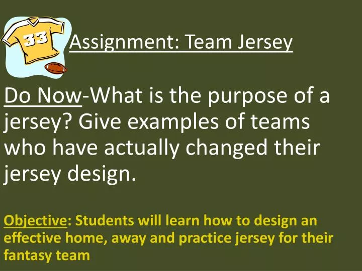 assignment team jersey