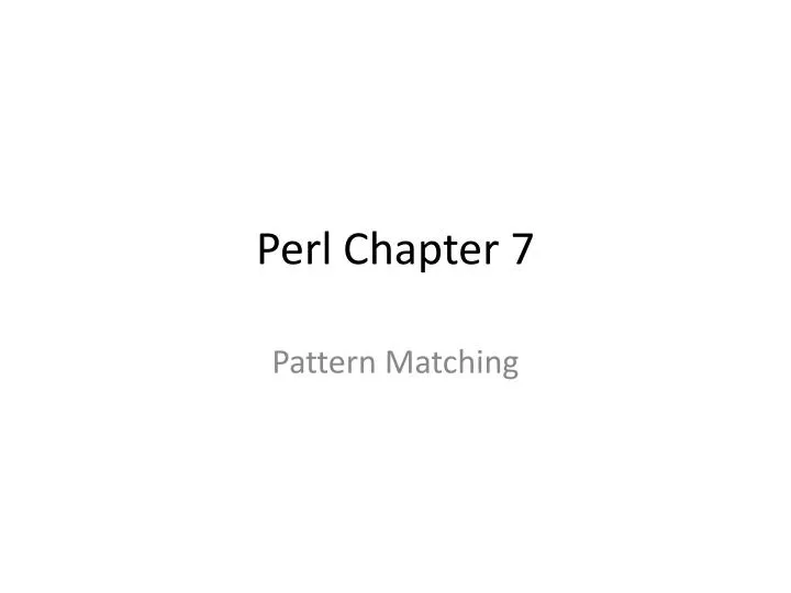 perl chapter 7