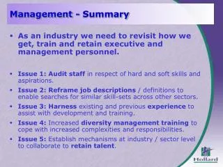 Management - Summary