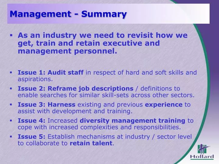 management summary