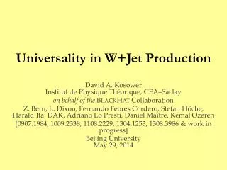 Universality in W+Jet Production