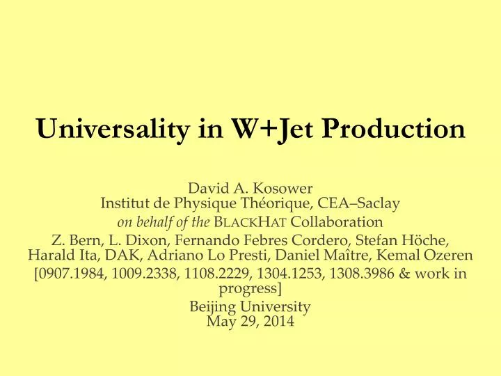universality in w jet production