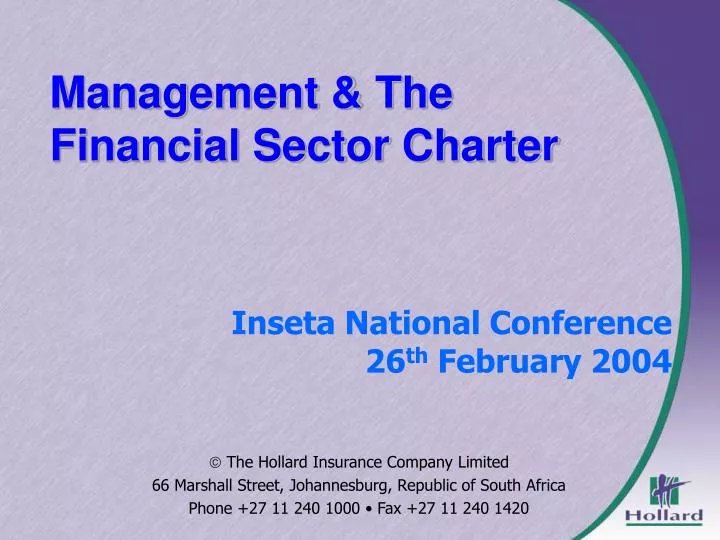 management the financial sector charter