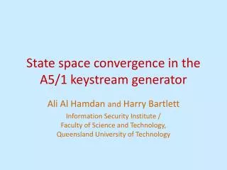 State space convergence in the A5/1 keystream generator