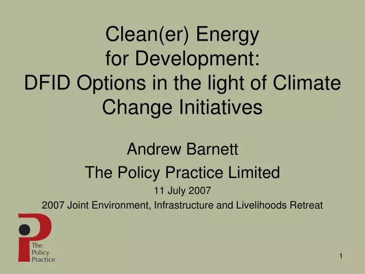 clean er energy for development dfid options in the light of climate change initiatives