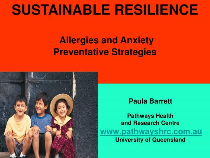 paula barrett pathways health and research centre www pathwayshrc com au university of queensland