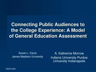 Connecting Public Audiences to the College Experience: A Model of General Education Assessment