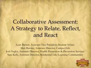 Collaborative Assessment: A Strategy to Relate, Reflect, and React
