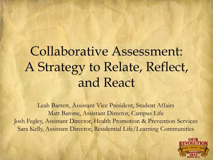 collaborative assessment a strategy to relate reflect and react