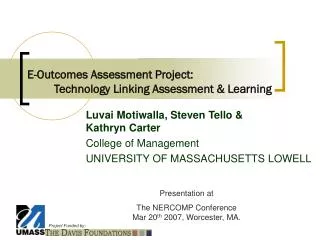 E-Outcomes Assessment Project: Technology Linking Assessment &amp; Learning