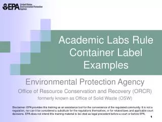 Academic Labs Rule Container Label Examples