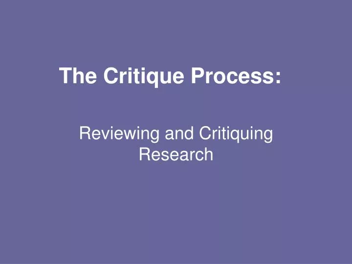 the critique process