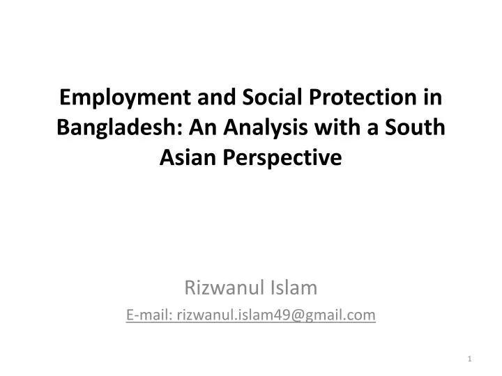 employment and social protection in bangladesh an analysis with a south asian perspective