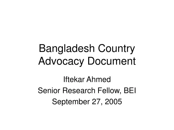 bangladesh country advocacy document