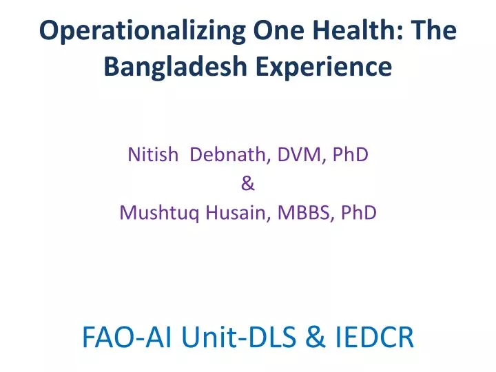 operationalizing one health the bangladesh experience